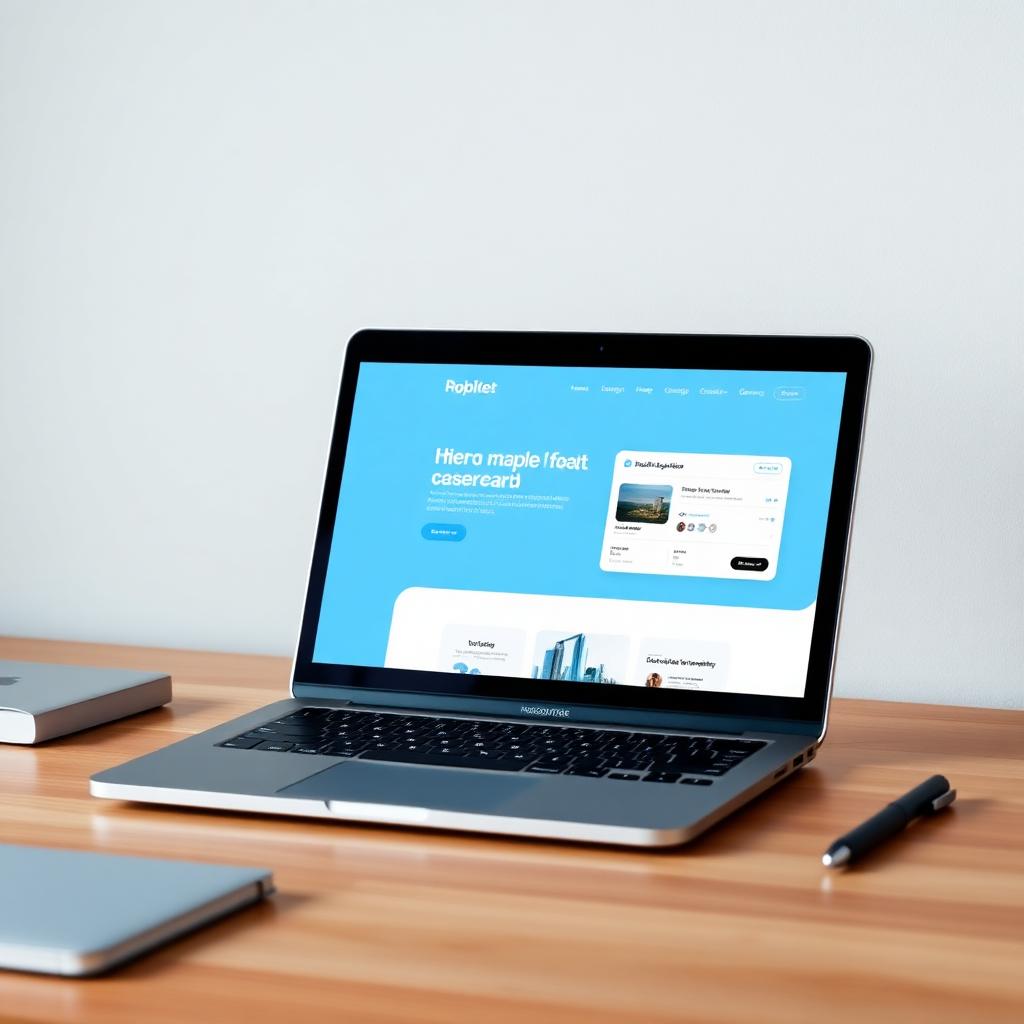 SIRKit website homepage mockup shown on a laptop screen in a minimal wood desk environment.